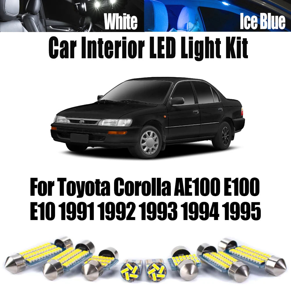 8-Piece LED Interior Light Kit for Toyota Corolla E100 E10 - Canbus Error-Free Interior Bulbs
