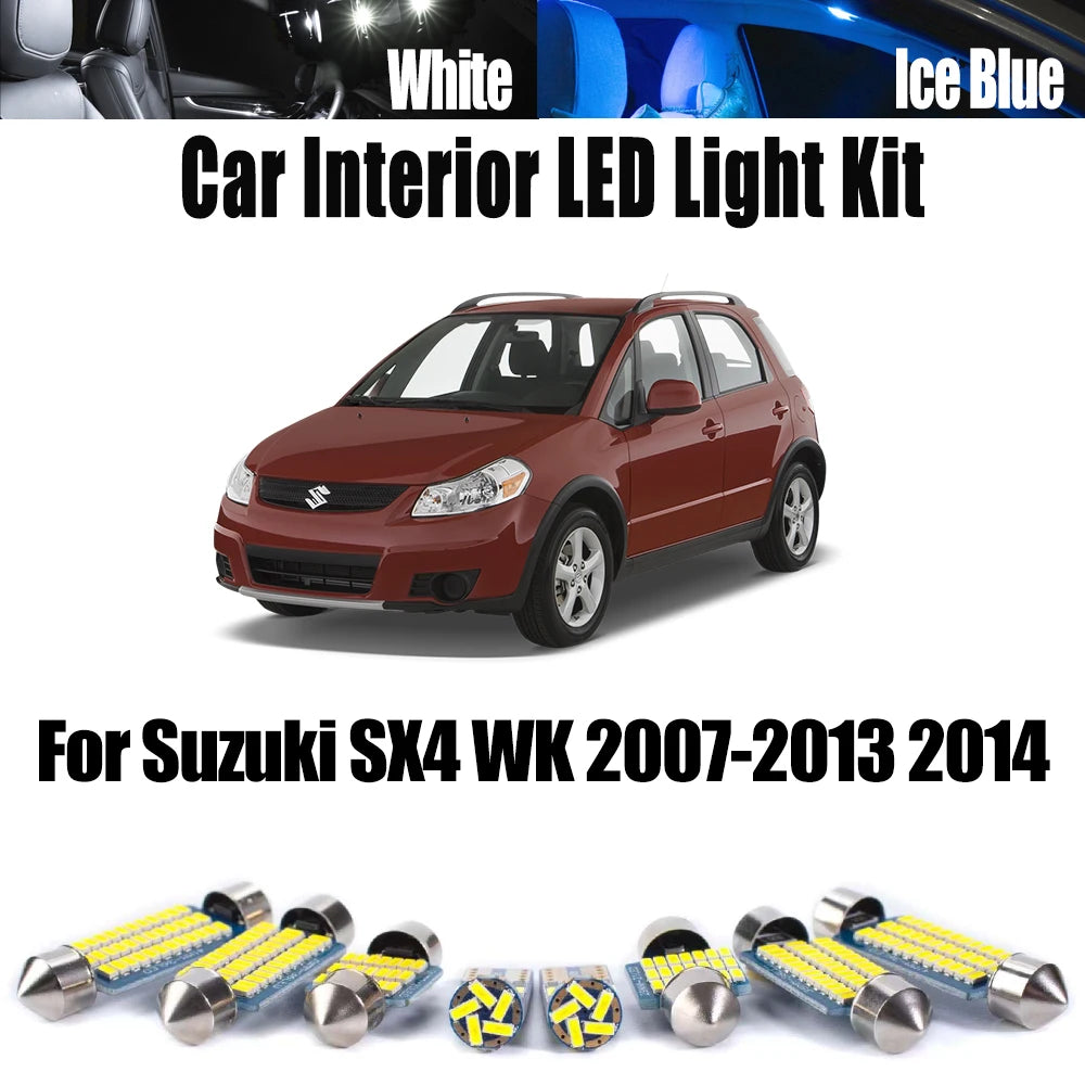 9-Piece LED Interior Light Kit for Suzuki SX4 2007-2013 - Canbus Error-Free Interior Bulbs