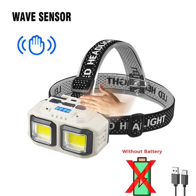 Powerful LED Induction Headlamp Type-C Charge 4 Lighting Modes Head Flashlight Waterproof Camping Fishing Mining Headlight
