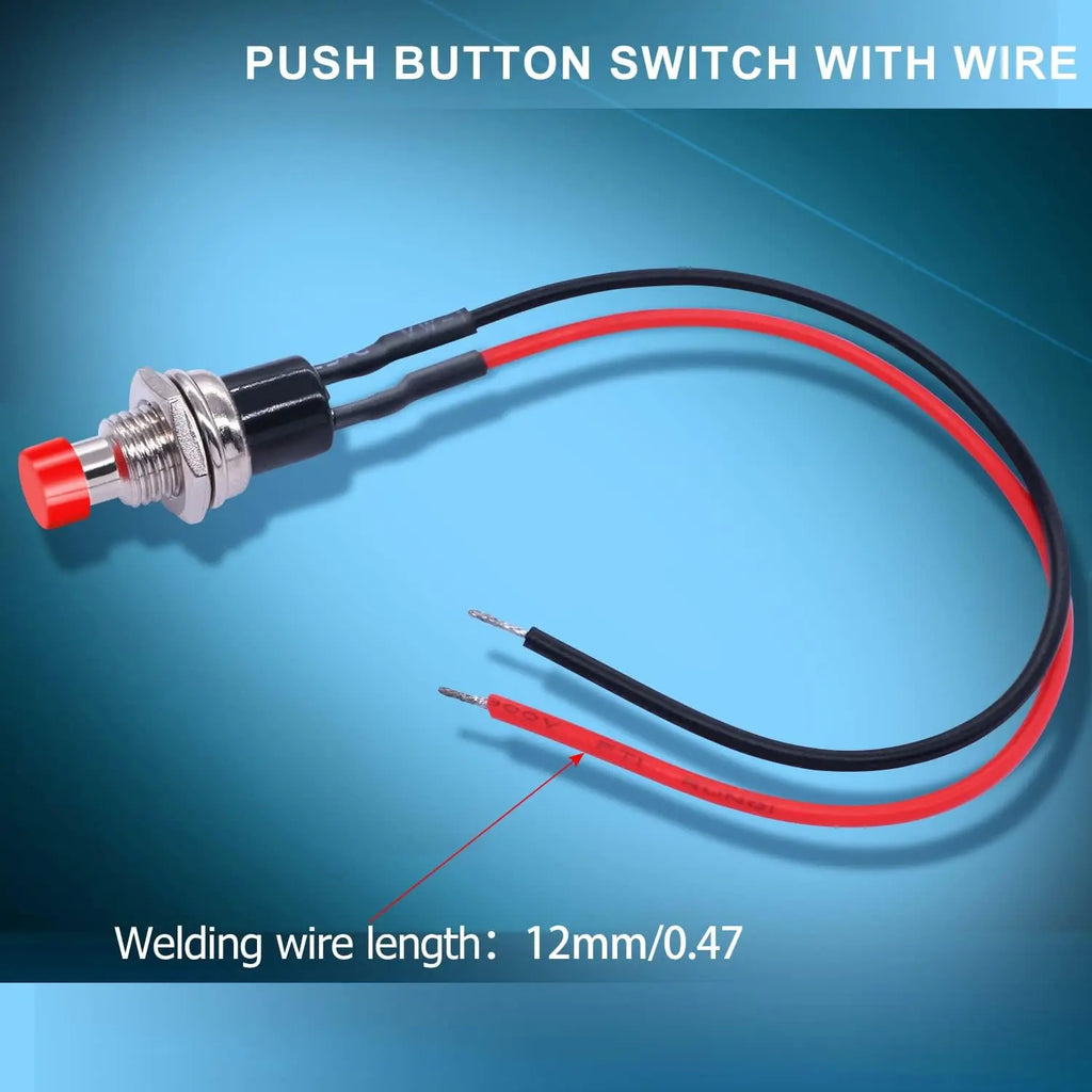 12PCS 12V 250V Momentary Push Button Switch 2 Pins SPST 7mm 