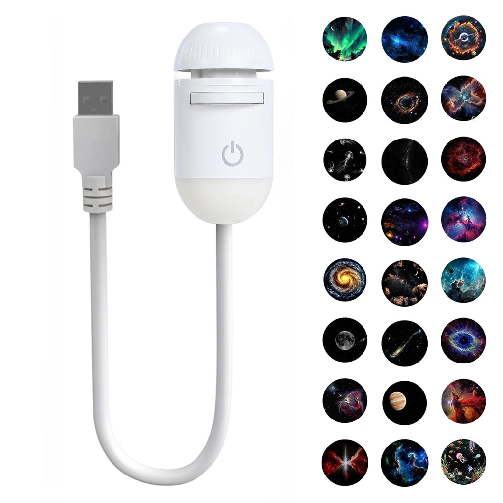 Usb Mini Galaxy Star Projector Star With Multi Projection Films Starry Space Atmosphere Nightlight Kid Car Home Decoration