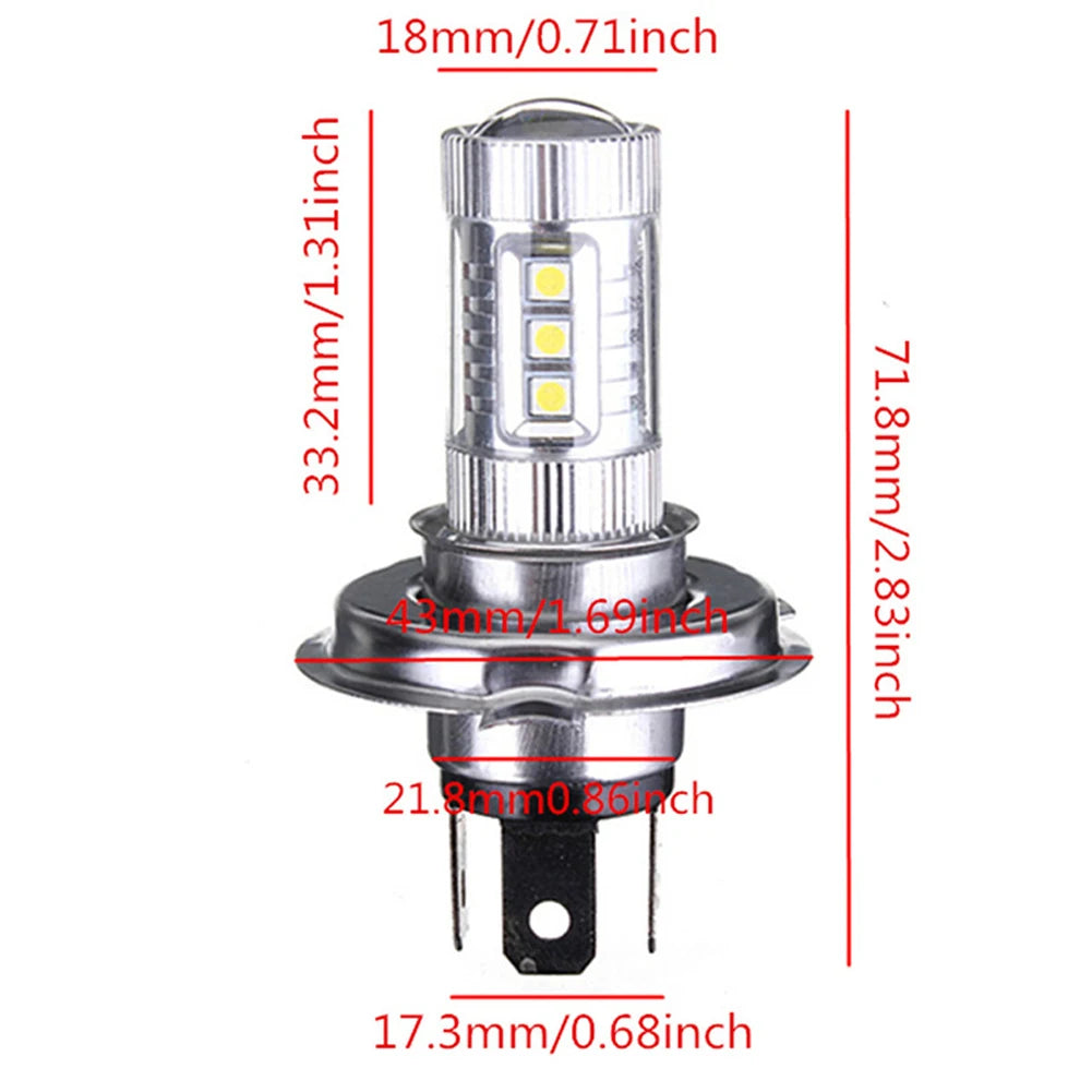 H4 Super White LED Headlight Bulb 6000-6500K High Low Beam L