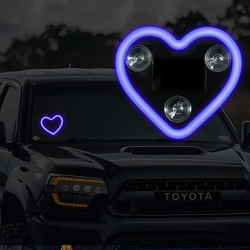 Universal Car Solar Heart-shaped Light Car Window LED Peach 