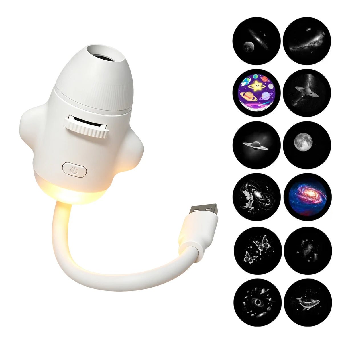 2-in-1 USB Galaxy Projection Light Adjustable Focus Ambient Star Projector Lights Car Projection Lamp Space Moon Night Light