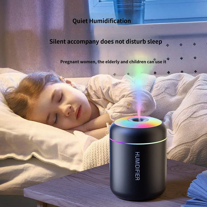 USB Mini Humidifier Quiet Large Mist Colorful Ambient Light 