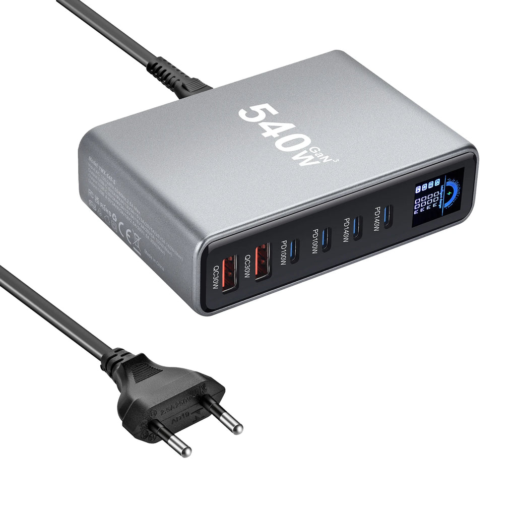 New 540W Desktop GaN Charging Station with Display Multi-por