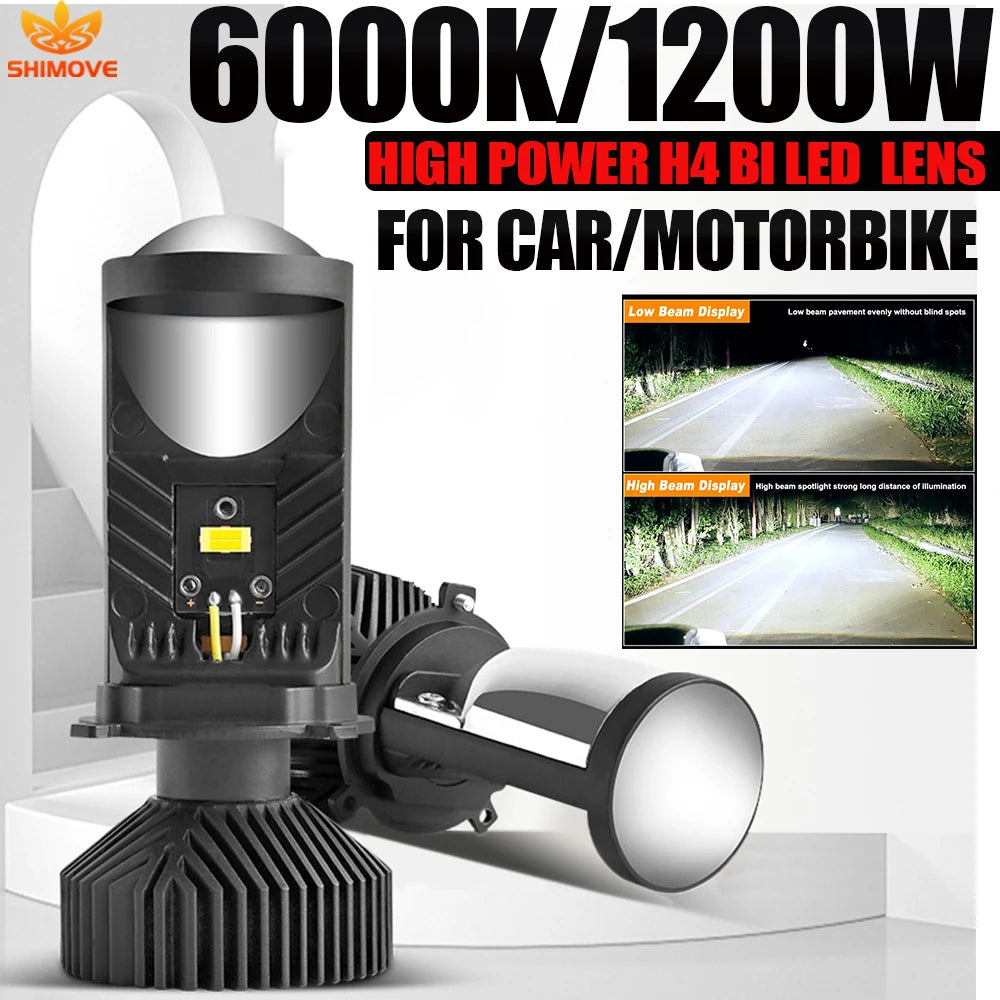H4 Led Projector Headlights Bi Laser Lenses Mini Headlamps A