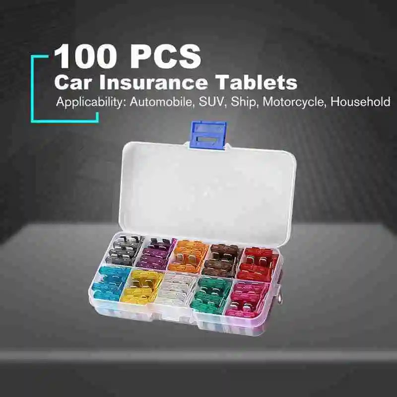 50/100Pcs Car Fuses Kit Assorted Auto Truck Standard Blade F