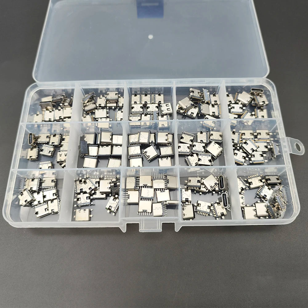 150Pcs/Box 15Models USB Type C Charging Port Dock Connector 