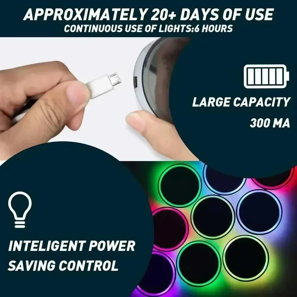 LED Car Cup Holder Lights Waterproof Cup Pad with 7 Colors C