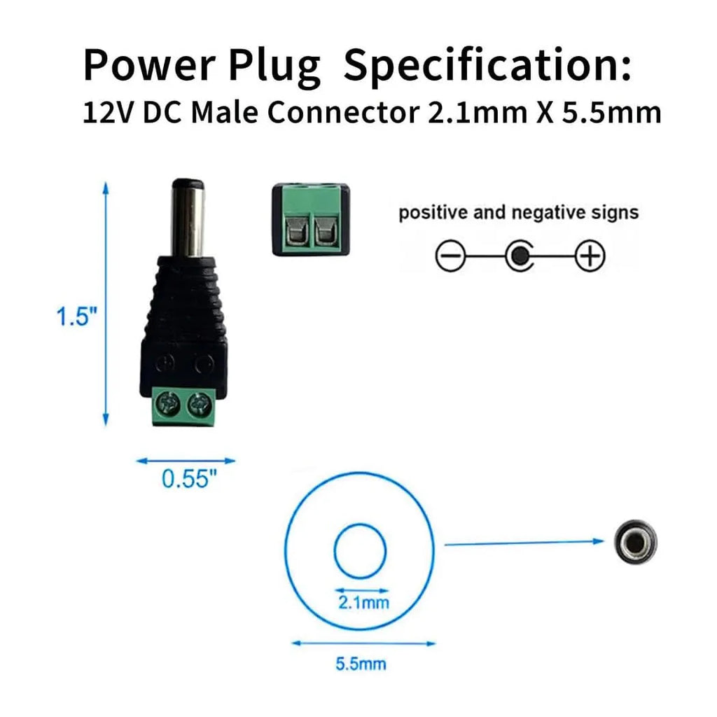 12V Male+Female 2.1x5.5MM DC Power Jack Plug Adapter Barrel 