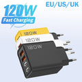 120W Fast Charging USB Charger 4 Port USB Type C Mobile Phon