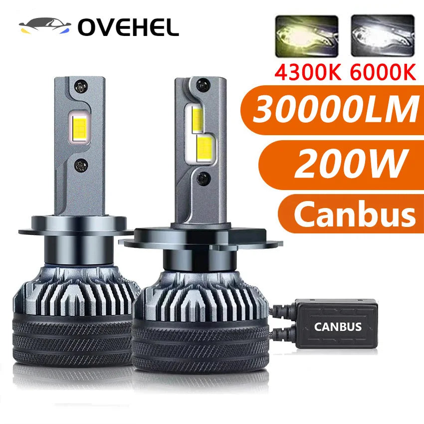 H7 H4 Led 30000LM 200W Double Copper Tube Light For Car H1 H