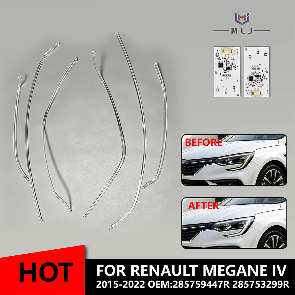 DRL Source Board Chips Headlight Light Guide Strip Tube For Renault Megane IV 2015-2022 Spare Parts for