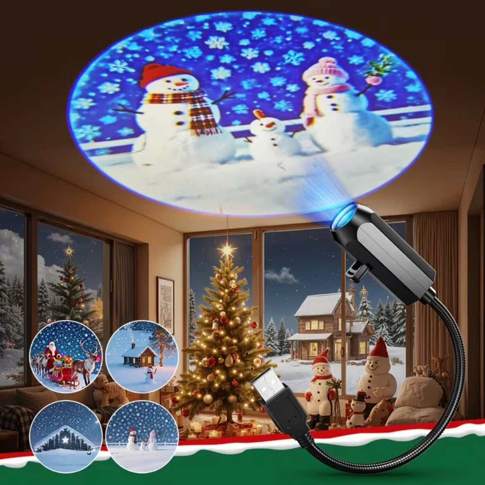 USB Christmas Projection Light Xmas Theme Slides Projection 