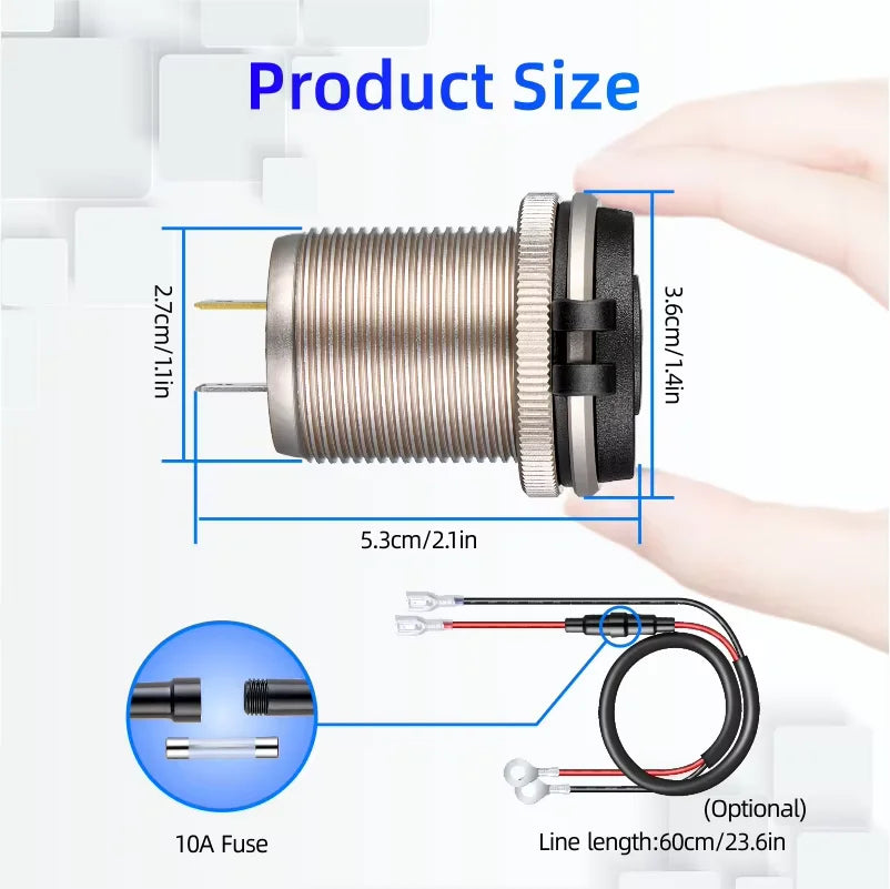 12/24V Dual USB Car Socket Charger LED Voltmeter Power Socke