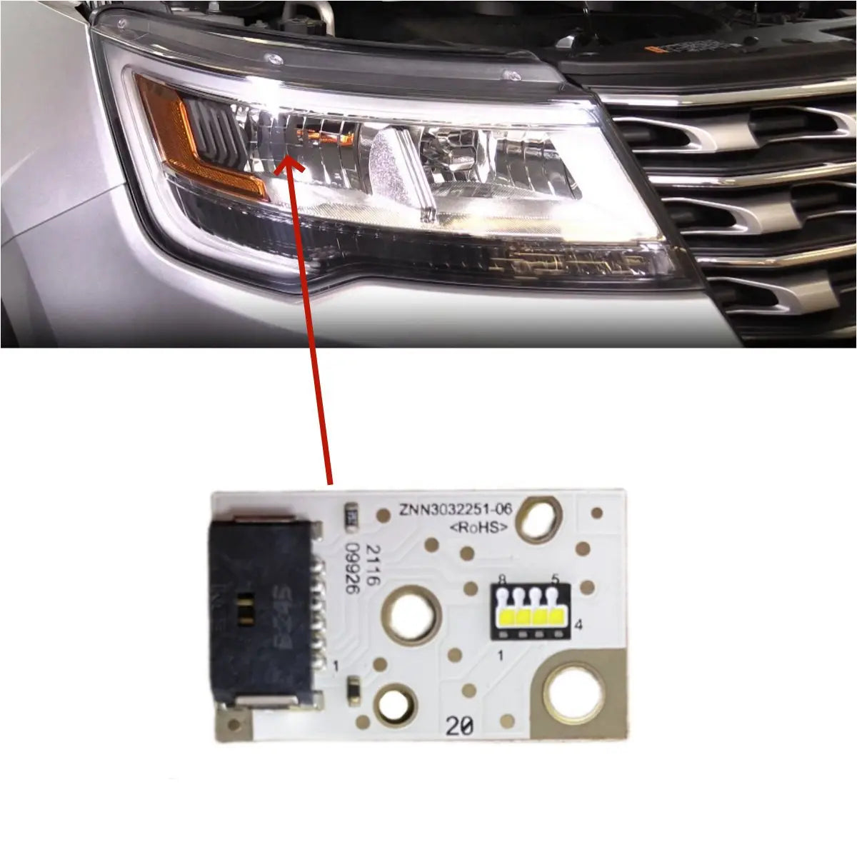 LED Headlight Low Beam Boards For Ford Explorer 2016 2017 2018 Replace Car Accessory