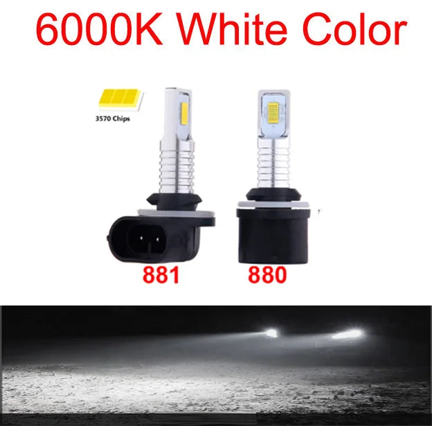 2Pcs 881 880 H27 LED Csp Headlight Kit 80W 12000LM Fog Bulbs 6000K 8000K IP68 Waterproof Mini Led Headlamp Car Accessories