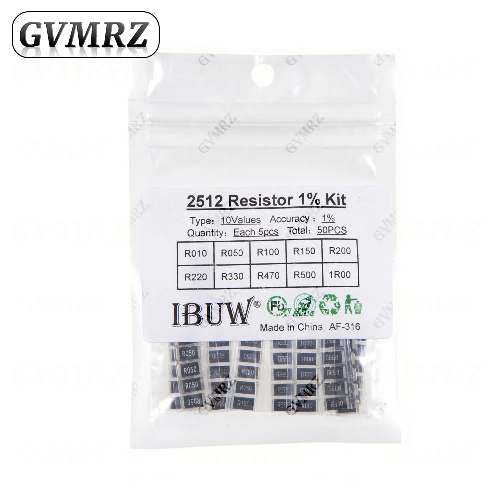 0201 0402 0603 0805 1206 1% 5% SMD Resistor Assorted Kit 1R-1M 10K 100K 1K 100R Resistance Set DIY 1R00 0R82 0R47 0R33