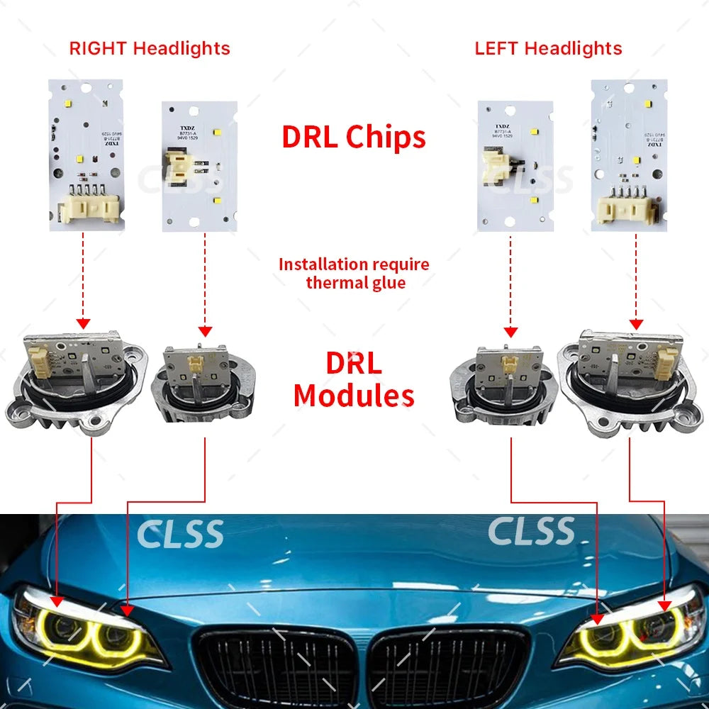 Angel Eyes DRL Board Daylight For BMW 2 Series F87 M2 F22 F23 220i 228i M240i 2014-2017 Xenon Headlight
