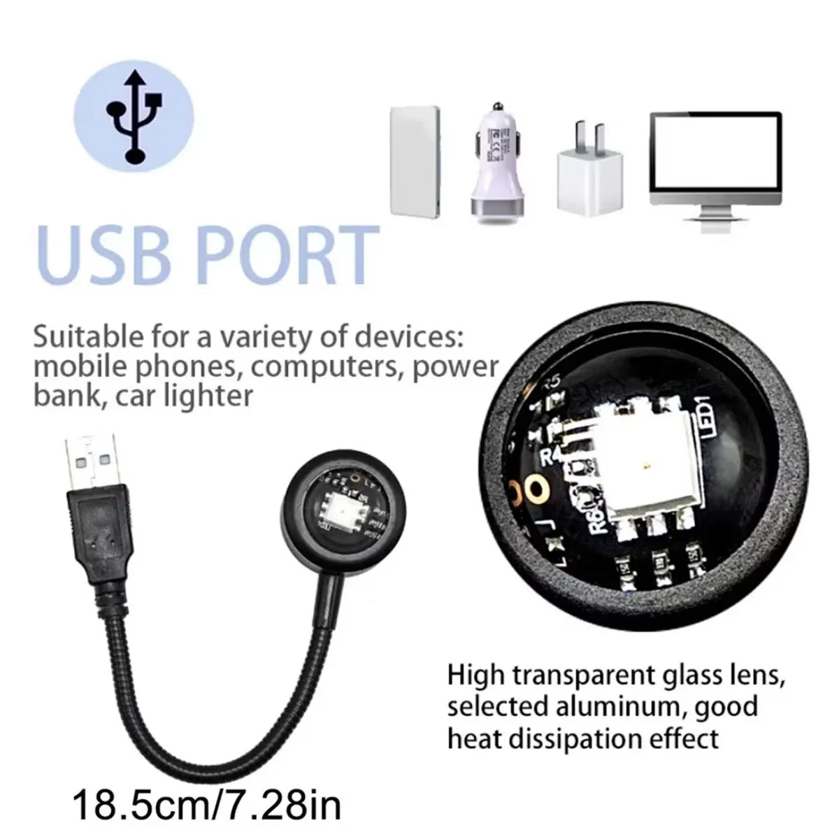 1pc USB Sunset Lamp LED Rainbow Neon Night Light Projector P
