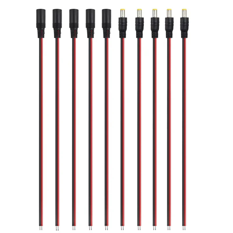 10PCS 12V DC Connectors Male Female Jack Cable Wire Line Adapter Plug Power Supply 5.5 X 2.1mm for LED Strip Light