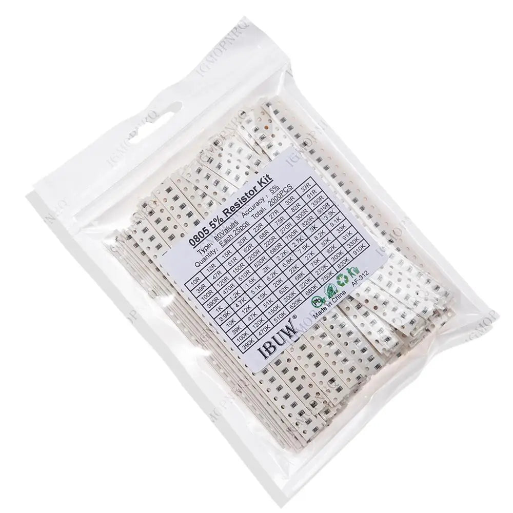 2000PCS/lot 0805 SMD Resistor Kit Assorted Kit 10ohm-1M ohm 