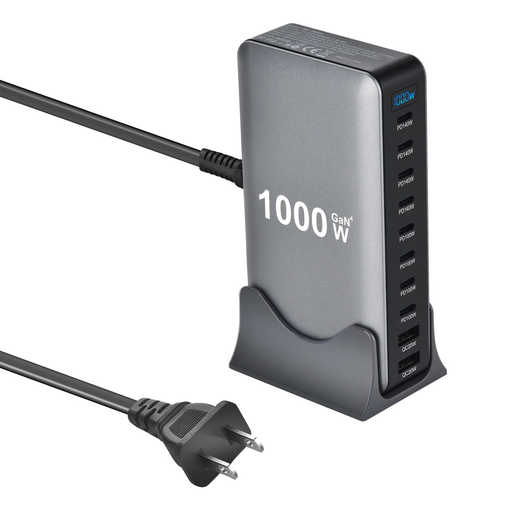 2026 New 1000W GaN Fast Charger PD3.1 USB Type C 10-Port DesktopFast Charging Station Adapter for Mobile & Tablets Dropshipping