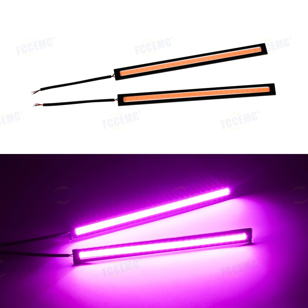 2pcs Ultra Thin Bright LED Car COB Daytime Running Lights Waterproof Night Lighting Decorative Ambient Lamp Bar 12V Universal