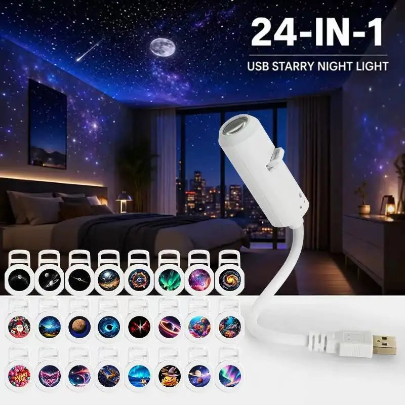 Mini USB Galaxy Projection Light Adjustable Focus Ambient St