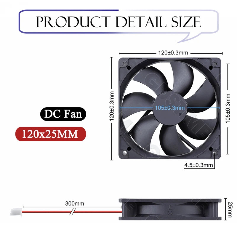 GDSTIME 120mm Fan 24V PC Case Fan 120MM 25MM Dual Ball Cooli