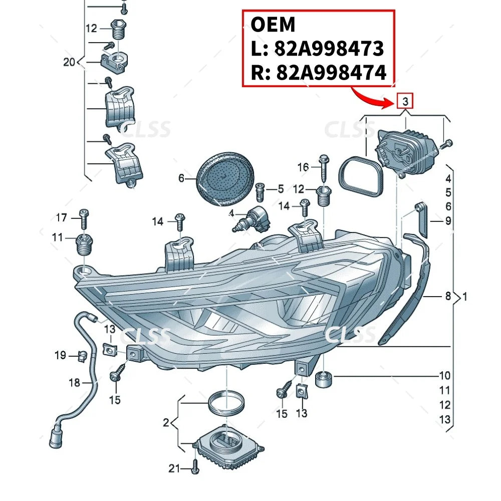 Angel Eye DRL Boards Daylight 82A998474 82A998473 For Audi A1 S1 2019-2023 LED Headlight Daytime Running