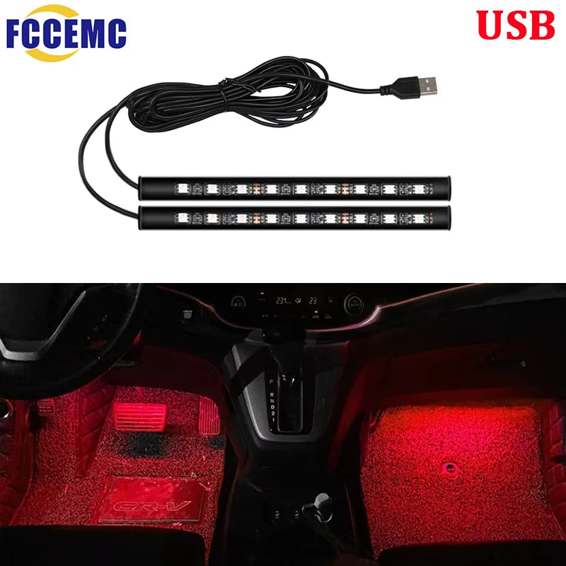 Led Car Ambient Light With USB 5V Universal Car Interior Foo