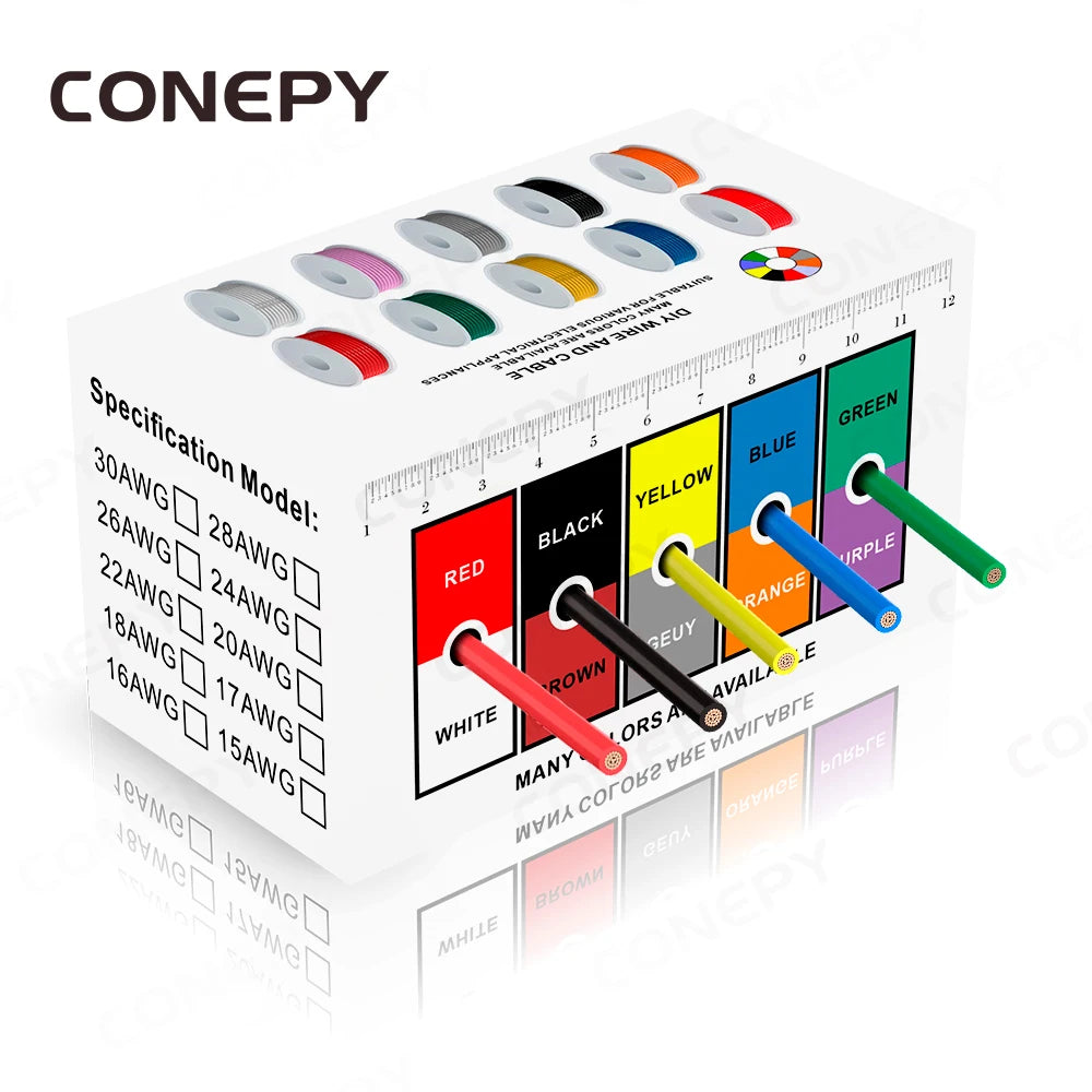 16/18/20/22/24/26/28 AWG Electric Wire with Heat Shrink Tubing 5 Colors Stranded Tinned Copper Flexible Silicone Hookup Wire Kit
