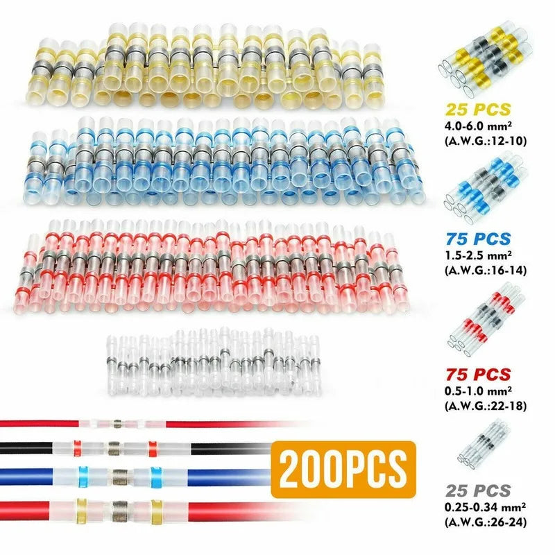 26-10AWG Wire Connector Heat Shrink with Solder Splices Waterproof Heat Shrink Tubing for Soldering with Box 100/200/300/800Pcs