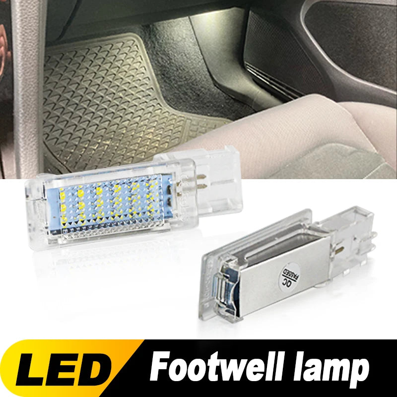 2pcs White LED Footwell Door Interior Light for VW Seat Alha