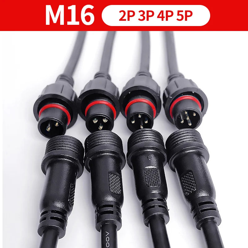 5/20Pcs M16 Waterproof 2 3 4 5 Pin IP65 Cable Wire Plug for 