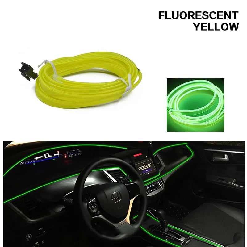 10m/3m/5m Neon LED Car Interior Lighting Strips Auto LED Strip Garland EL Wire Rope Car Decoration lamp Flexible Tube 12V