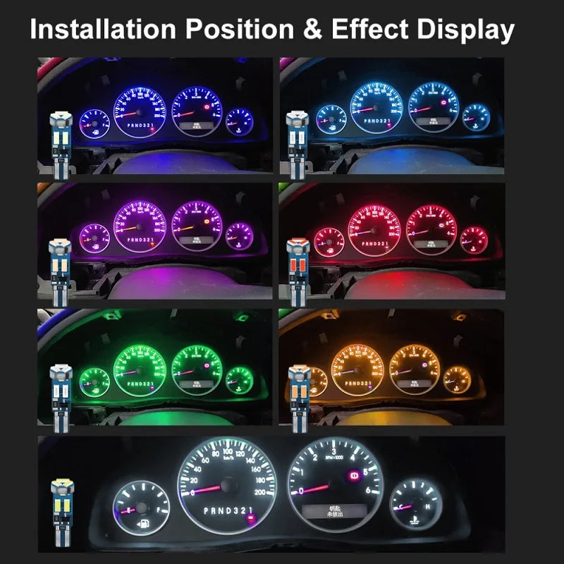 20/10/2pcs T5 LED Bulbs W3W W1.2W 70 73 74 Auto Dashboard Ga