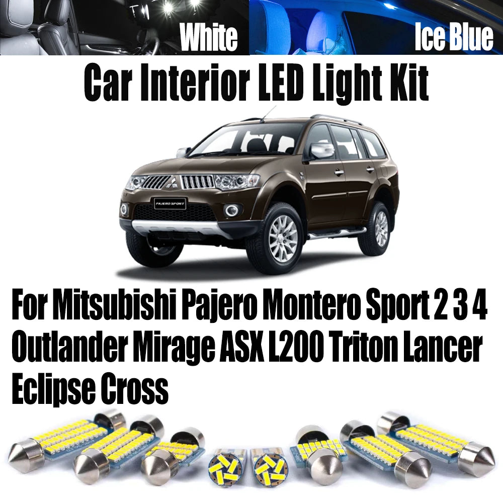 For Mitsubishi Outlander Pajero Montero Sport 2 3 4 Mirage ASX L200 Triton Lancer Eclipse Cross Interior LED