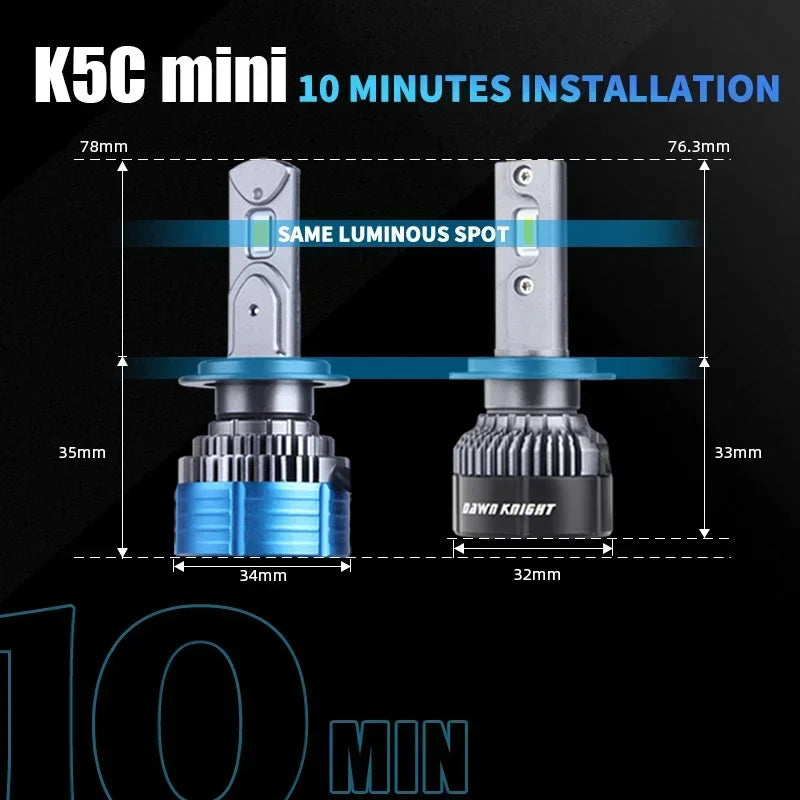 DAWNKNIGHT K5C MINI H7 H11 5000K Led headlight Bulb H11 H1 H