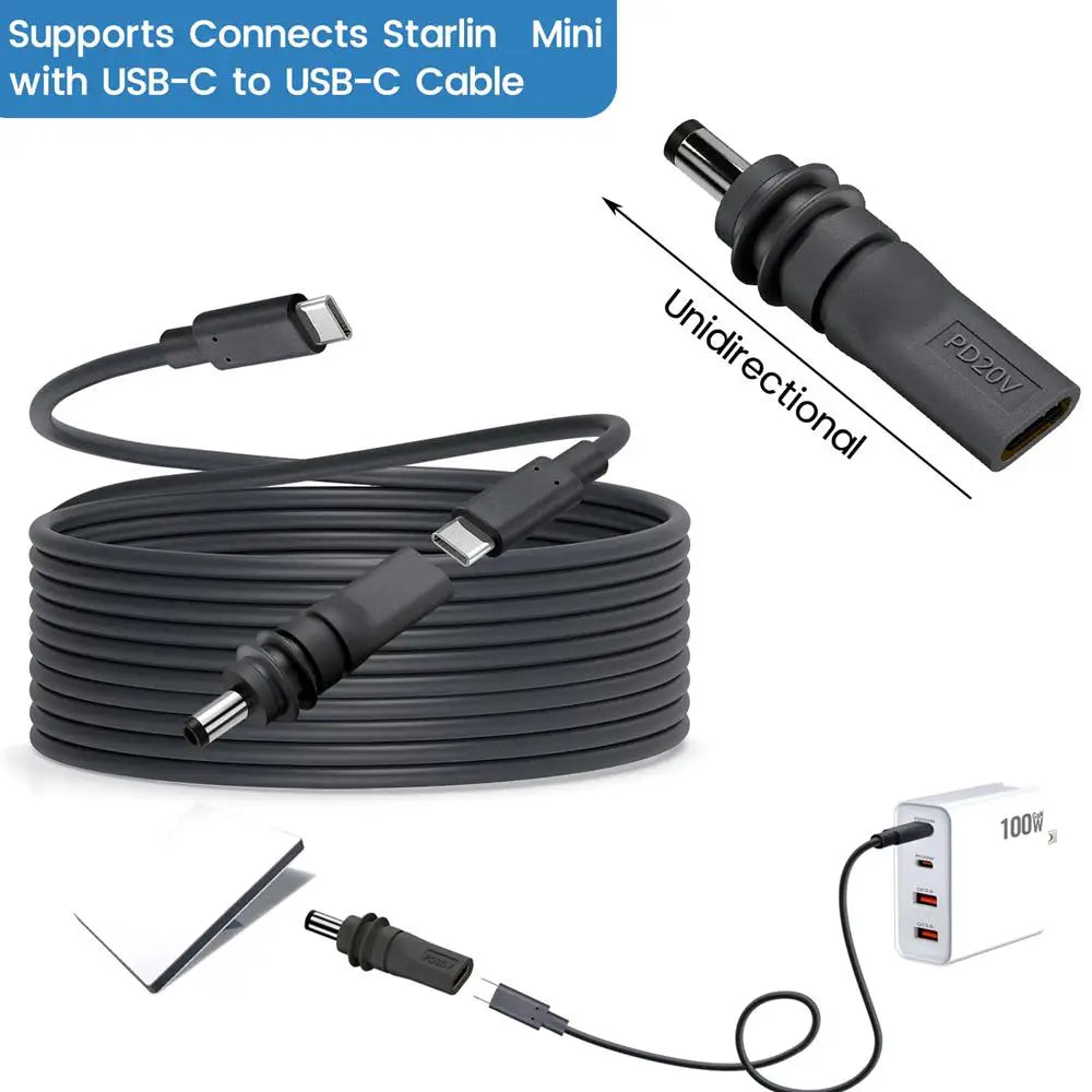 C to DC/D to D Power Adapter for Starlink Mini PD100W USB C 