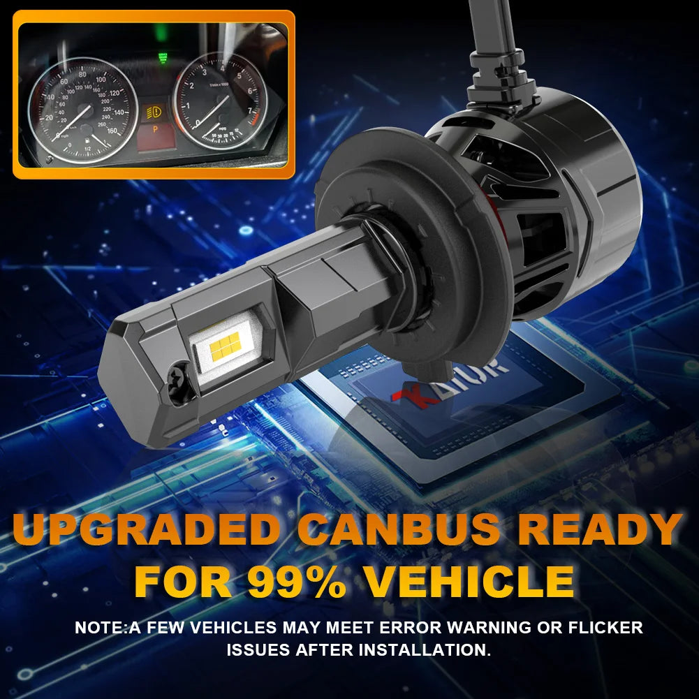 Katur 40000Lm 55W H4 H7 Led Light Bulb Lamp For Cars Hi/Lo B