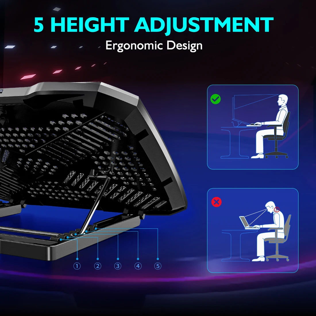 COOLCOLD Laptop Cooling Pad for 12-17 Inch Laptop Cooler Sta