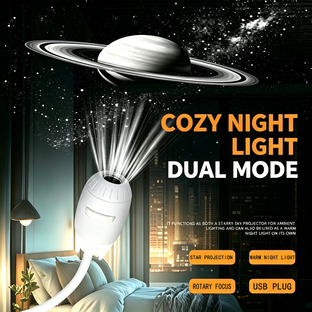 2 in 1 Mini Galaxy Star Projector USB Night Light Starry Sky