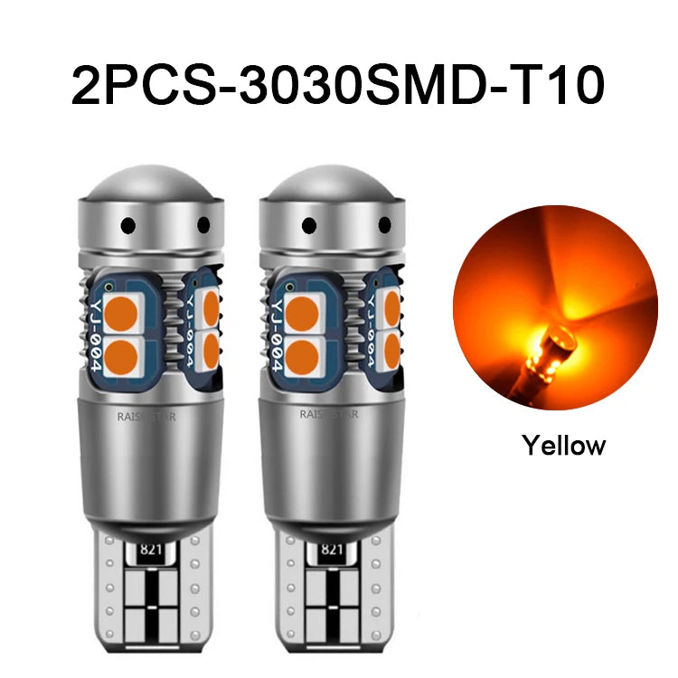 NLpearl 2Pcs W5W T10 LED CANBUS No Error 194 LED Signal Light 3030 10SMD Car Interior Side Light Marker Parking Bulb Auto Bulbs