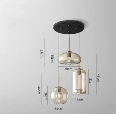 Nordic LED High quality glass pendant light Gold coloured head Various shapes of glassBedroom Living Room Restaurant Corridor