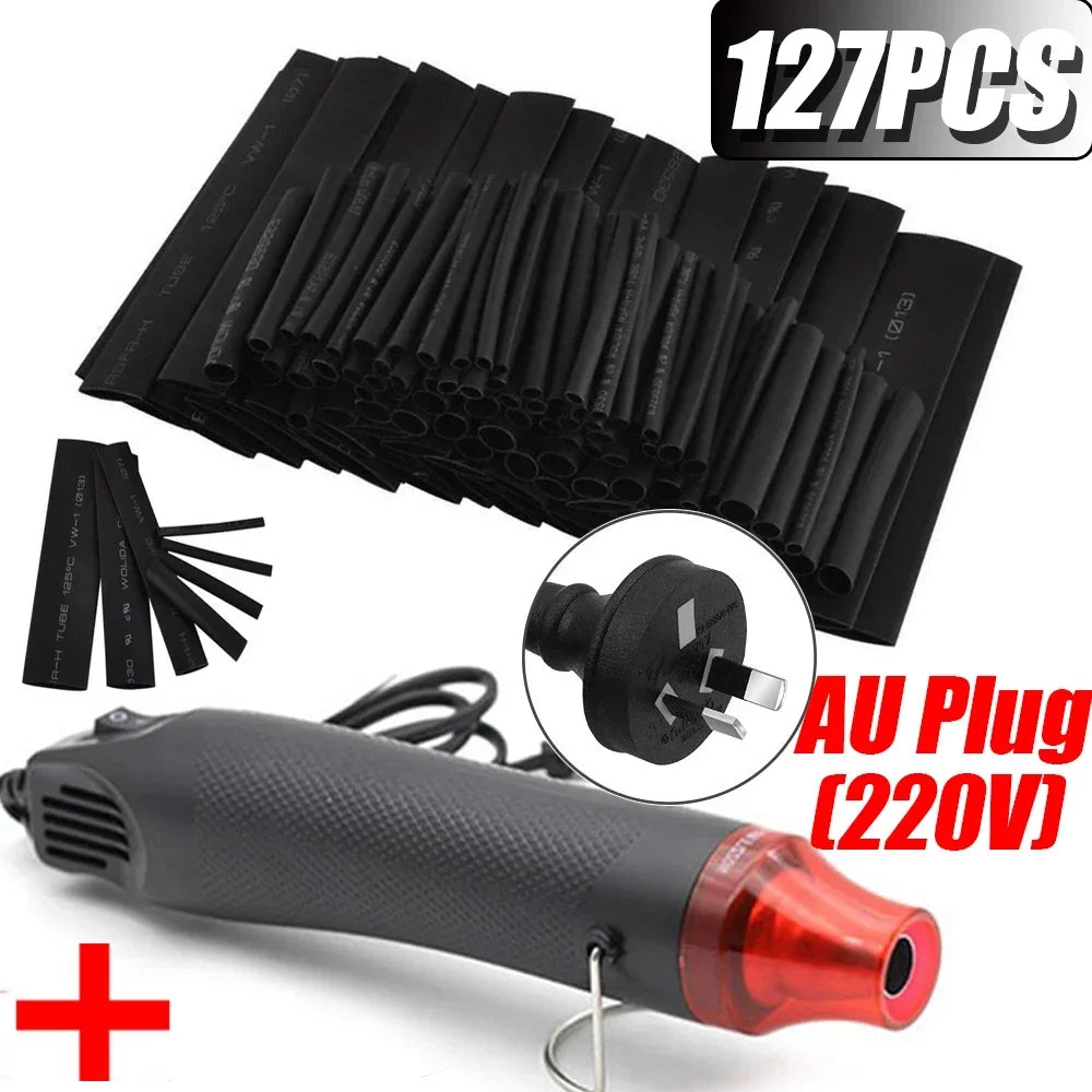 2 1 Shrinkable Wire Shrinking Wrap Tubing Wire Connect Cover Protection with 300W Hot Air Gun 127-10600pcs Heat Shrink Tube