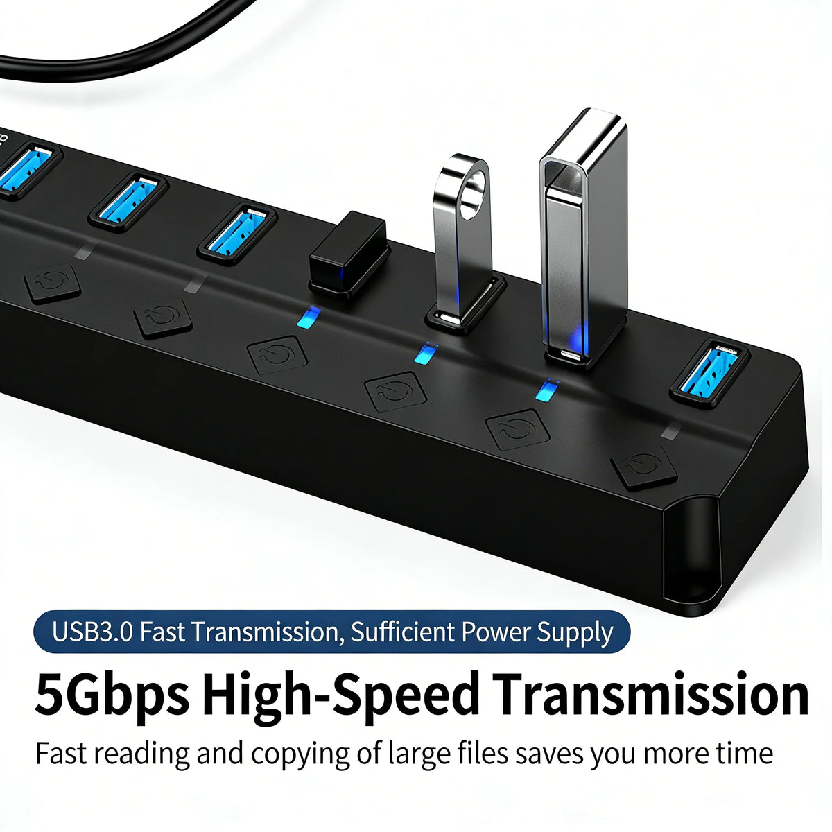 USB 3.0 Hub with 4 or 7 Ports Independent Switch Control Sui