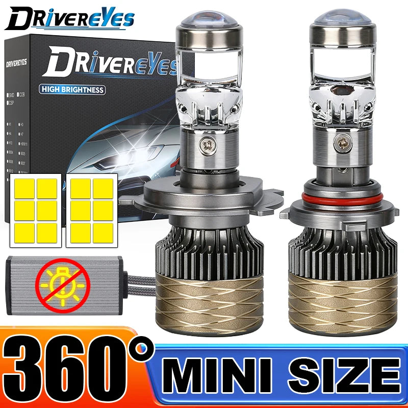 2Pcs H7 LED Headlight Bulbs With Projector Lens H4 H11 H8 H9